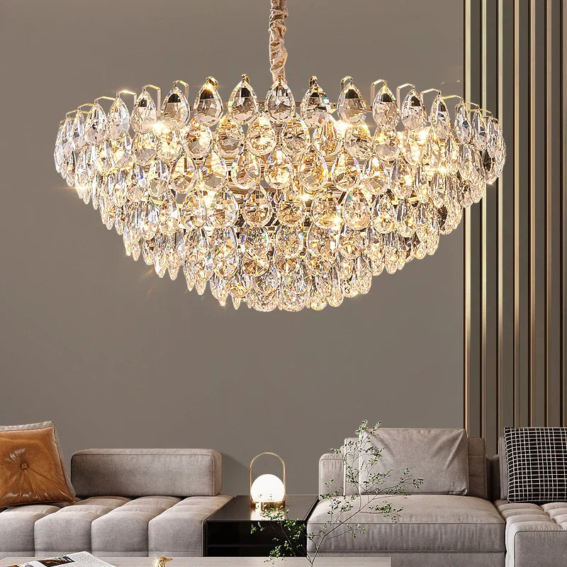 Afralia™ Crystal Chandelier Ceiling Light for Living Room Bedroom Dining Room