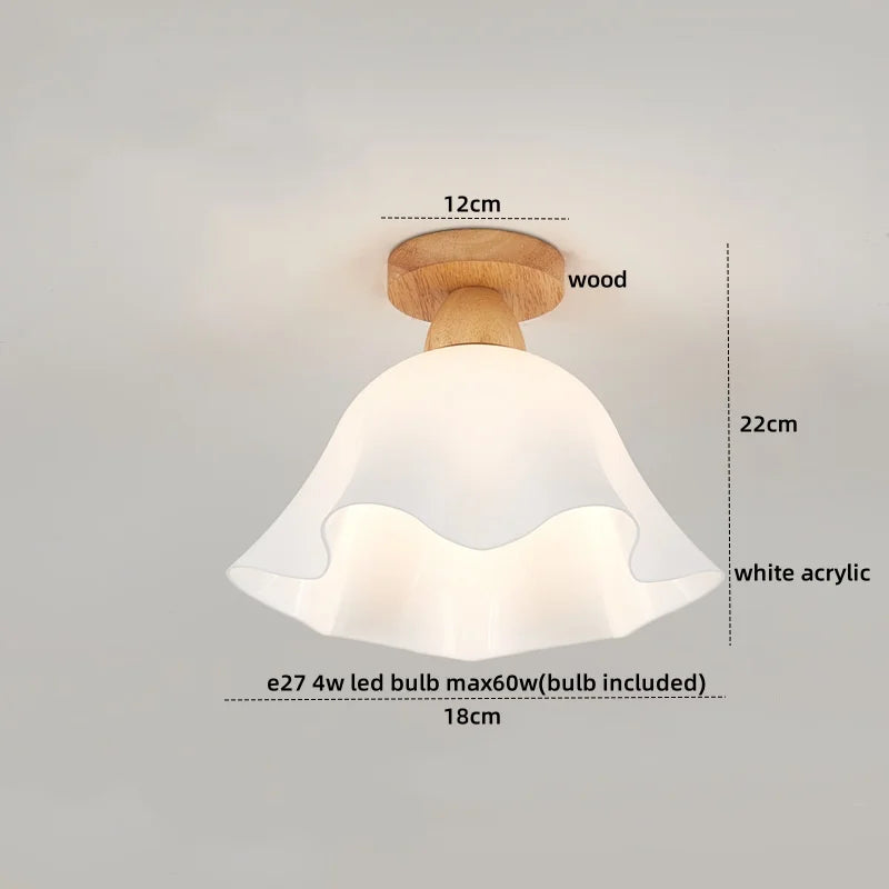 Afralia™ Wood Glass LED Ceiling Lamp Modern Kitchen Living Room Light Fixture