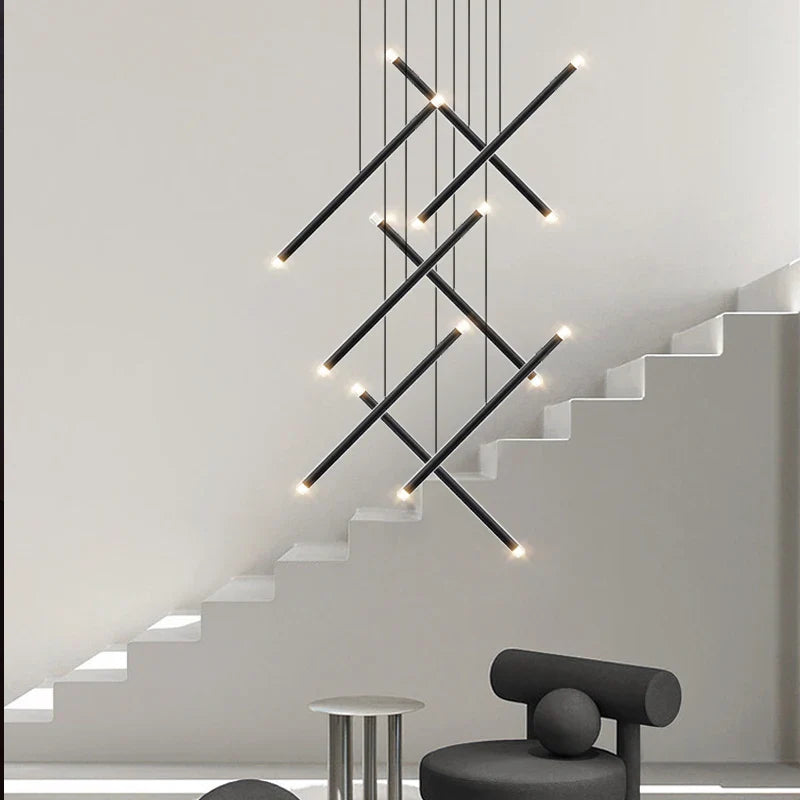 Afralia™ Modern LED Stair Chandelier for Designer Living Room - Interior Deck the Halls Pendant Lamp