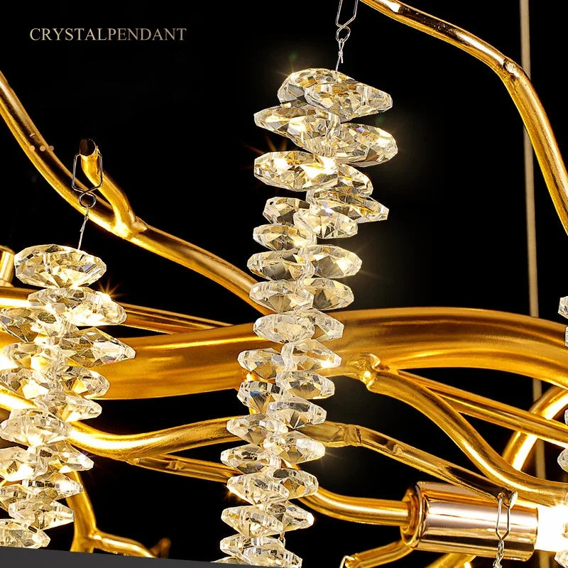 Afralia™ Crystal Tassel Chandelier: Luxury LED Pendant Lights for Living Room, Hall & Restaurant