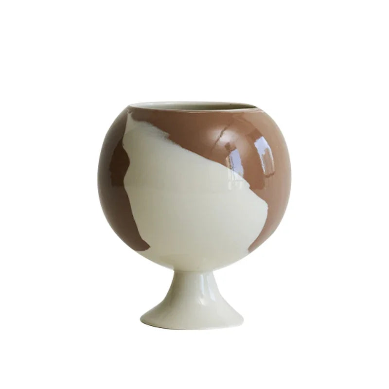 Afralia™ Irregular Grain Spherical Ceramic Vase for Home Decoration and Floral Arrangements