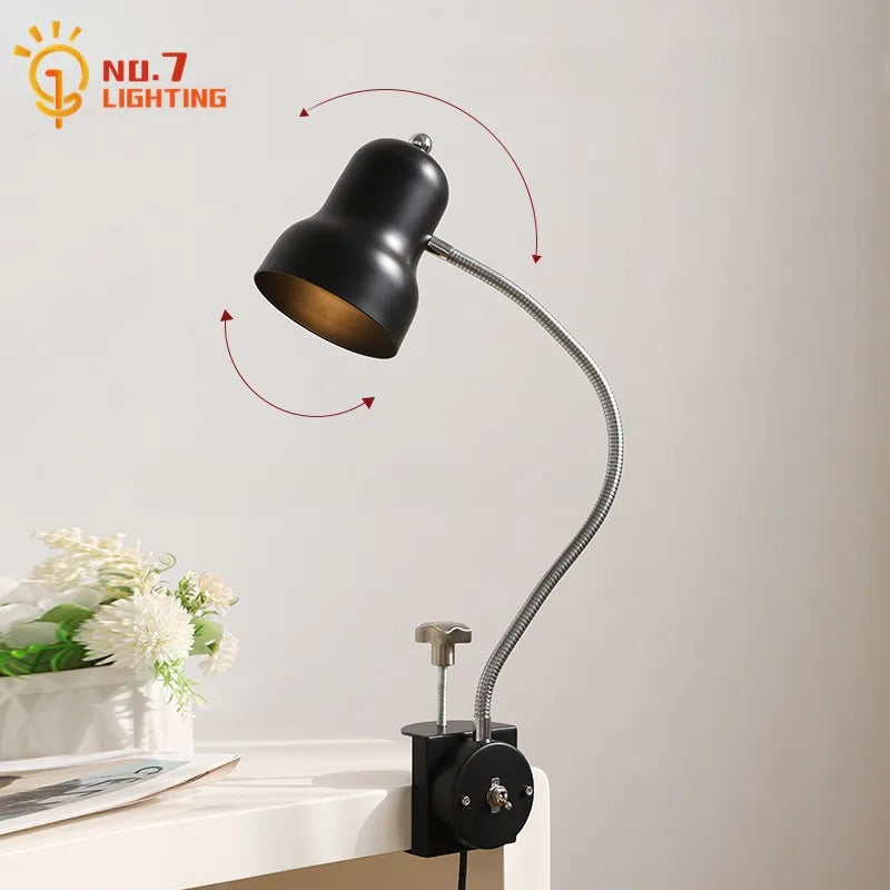 Afralia™ Adjustable LED Desk Lamp Red/Orange/Black E27 - Studio Bedside Reading Light
