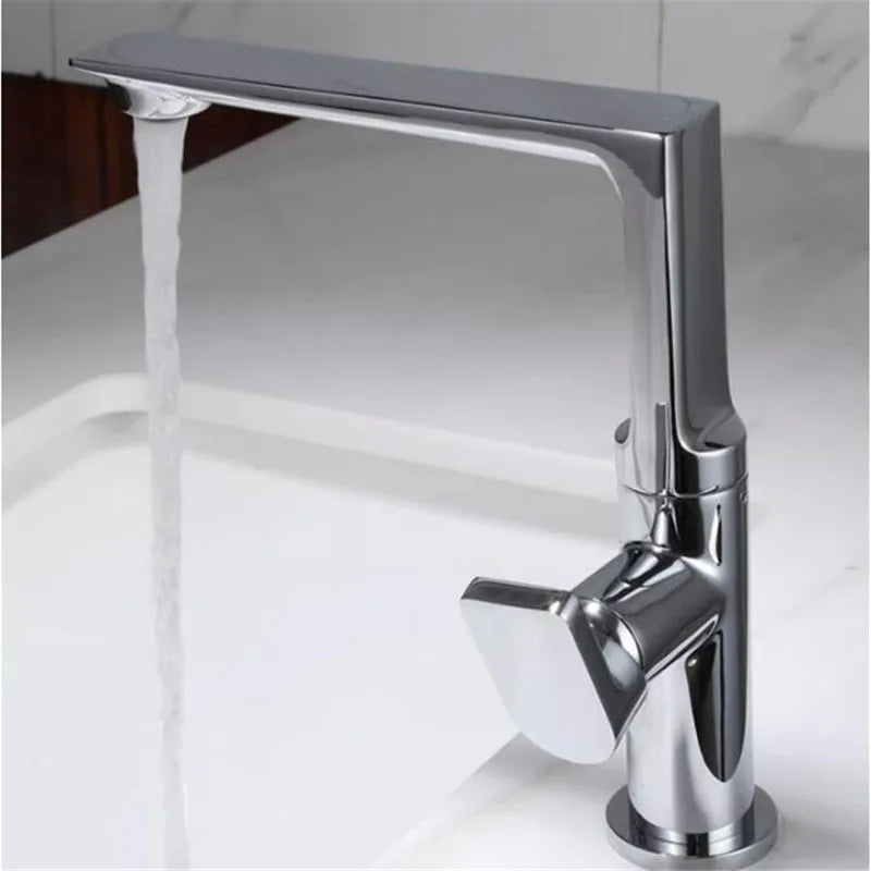 Afralia™ Gold Brass Bathroom Basin Faucet, Single Handle Hot & Cold Mixer Tap