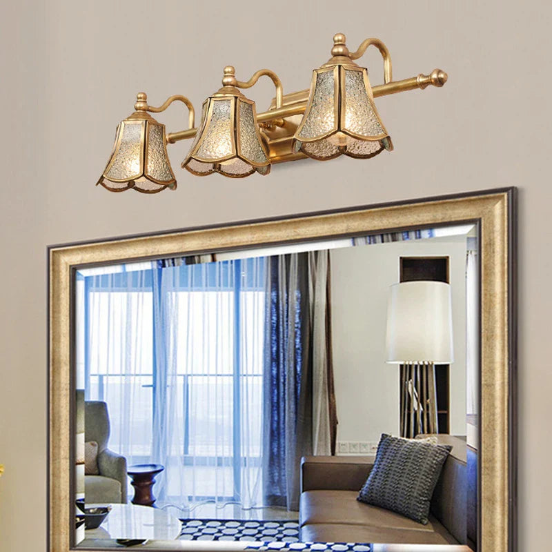 Afralia™ Golden Glass Mirror Cabinet Light for Bedroom and Bathroom