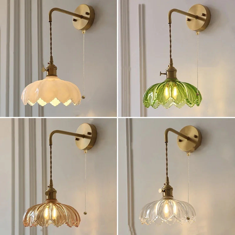Afralia™ Vintage Amber Coffee LED Wall Lamp Sconce with Adjustable Wire - 70cm