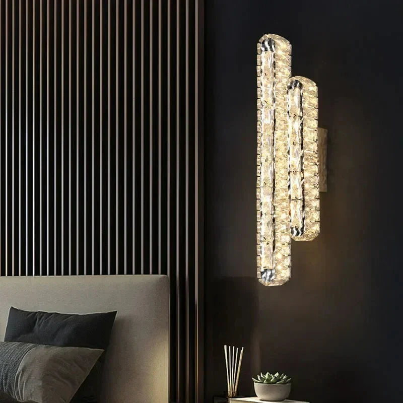 Afralia™ Oval LED Crystal Wall Lamp for Luxury Living Room & Bedroom Decor