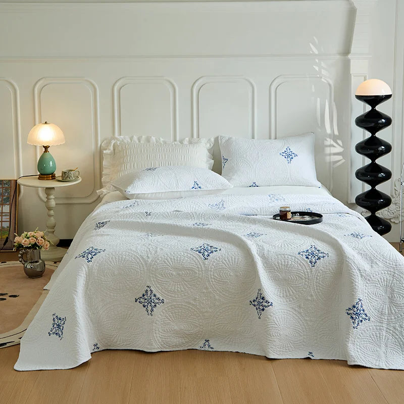 Afralia™ Cotton Quilted Embroidered Bedspread Set