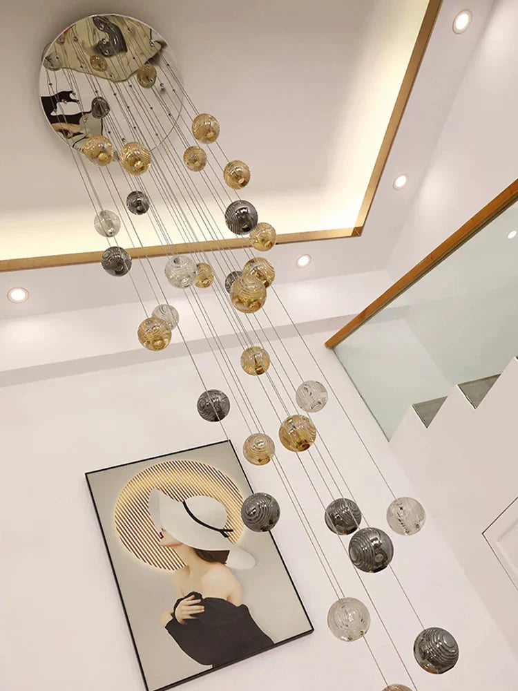 Afralia™ Crystal Glass Spiral Ceiling Chandelier for Modern Living Room & Kitchen Decor