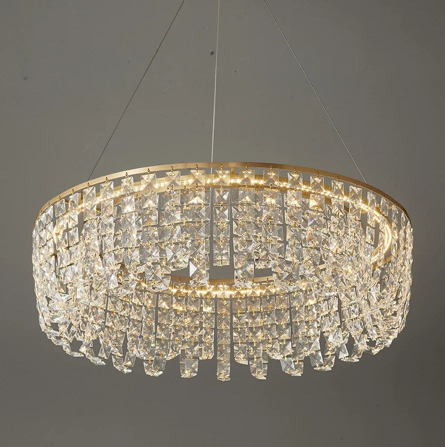 Afralia™ Copper Crystal Chandelier Living Room Bedroom Dining Lighting Device