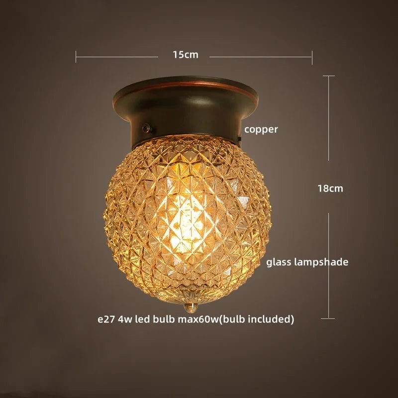 Afralia™ Copper Glass Ball LED Ceiling Light - Modern Style Indoor Lighting Fixtures