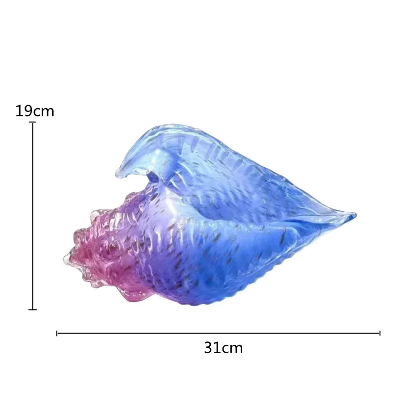 Afralia™ Glass Conch Shell Statue Colorful Modern Design Sculpture Decor Ornaments