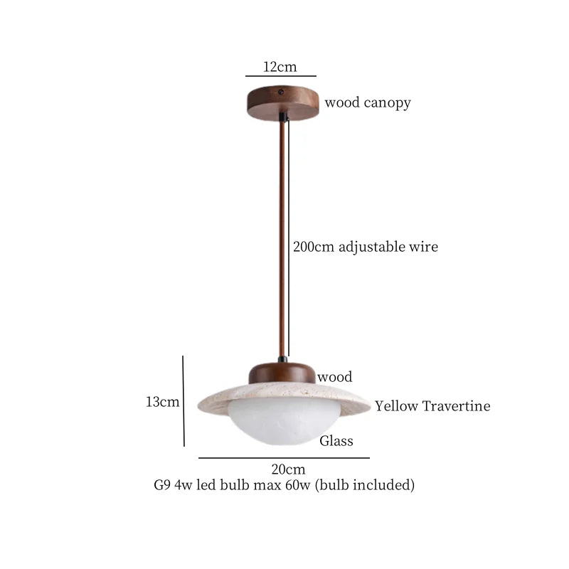 Afralia™ LED Hanging Lamps Yellow Travertine Pendant Lighting for Bedroom Living Dining Room