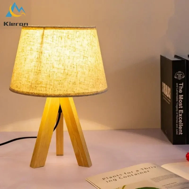 Afralia™ Solid Wood LED Table Lamp for Bedroom Hotel Living Room Decor