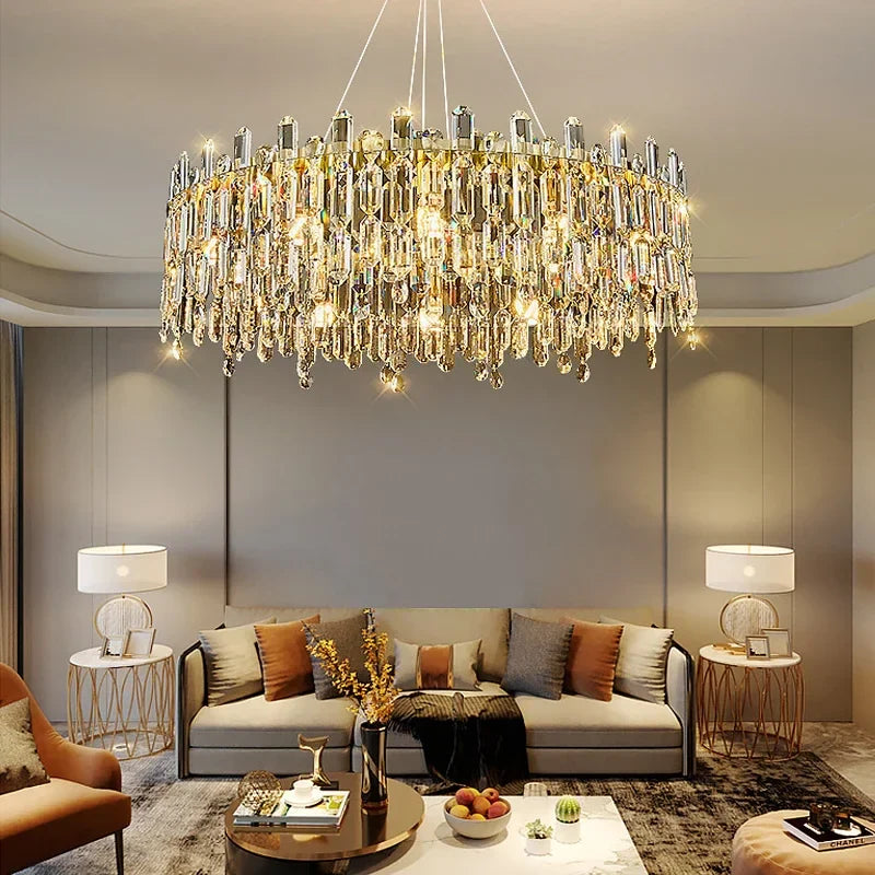 Afralia™ Luxury Crystal Chandeliers for Home Dining Room Living Room Villa Ceiling Lights