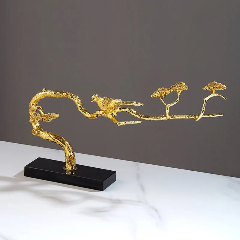 Afralia™ Metal Alloy Tree Bird Decorative Figurines Home Decor