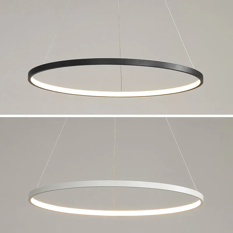 Afralia™ Modern Black Ring LED Pendant Light Chandelier for Home Decoration