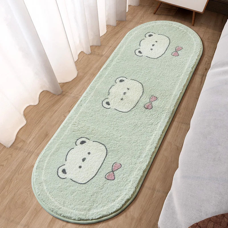Afralia™ Lovely Rabbit Pink Bedside Rug for Girls Children Bed Room