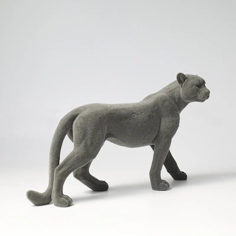 Afralia™ Leopard Flocking Sculpture Cheetah Pendant Home Decor Figurine
