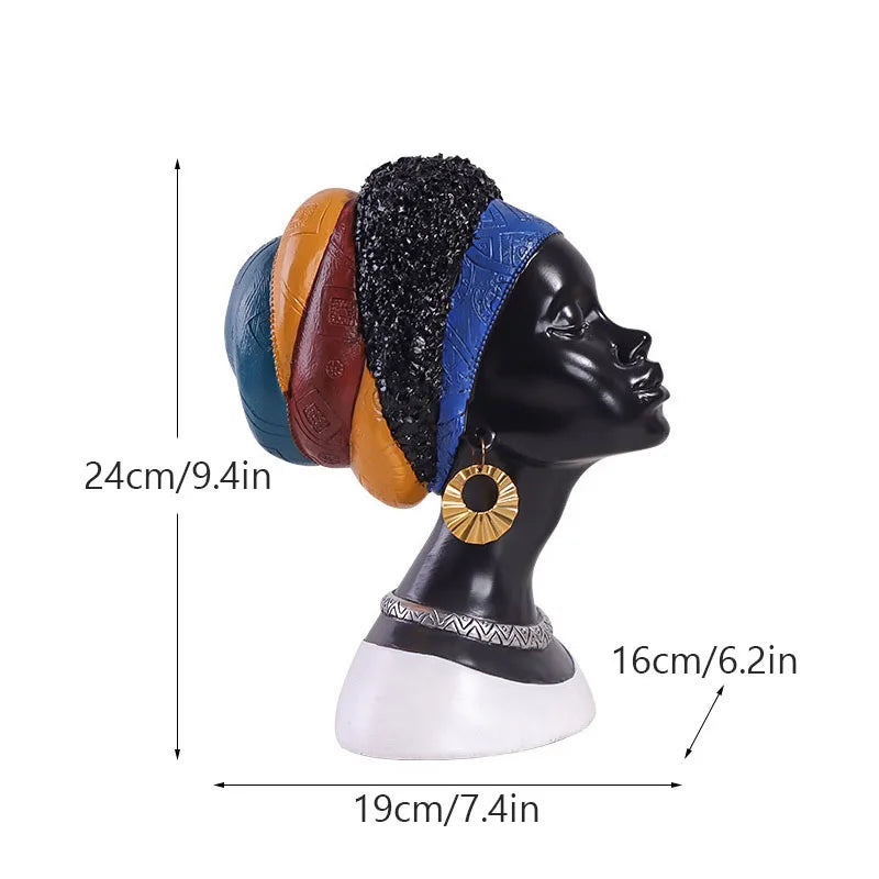 Afralia™ Resin African Woman Head Statue for Home Decor & Jewelry Display