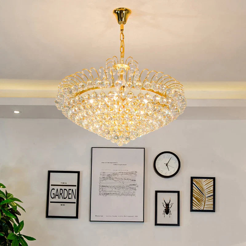 Afralia™ Crystal Ceiling Chandelier: Golden Nordic Living Room Pendant Lamp