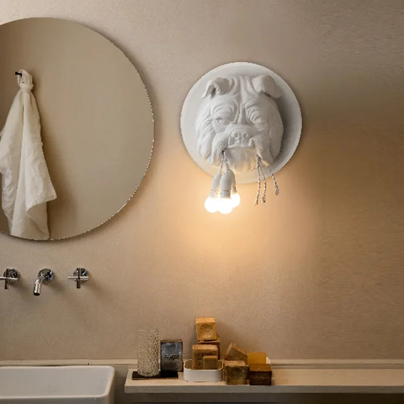 Afralia™ Bulldog Resin Wall Lamp for Stylish Home Decor Lighting
