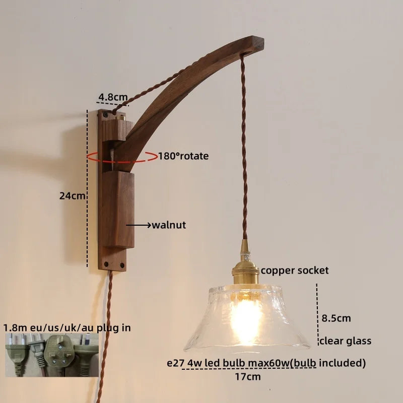 Afralia™ Nordic LED Wall Sconce Walnut Copper Stair Light Fixtures