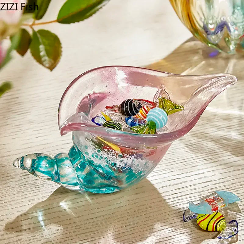 Afralia™ Conch Candy Jar & Fruit Tray: Creative Transparent Glass Storage Basket