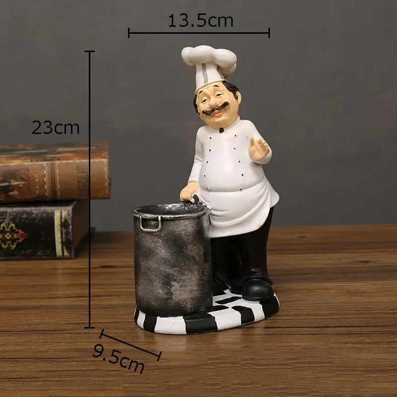 Afralia™ Bearded Chef Resin Figure Sculpture Modern Kitchen Desk Decor Ornaments