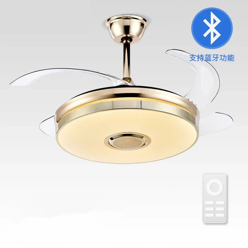 Afralia™ Luminous Light Ceiling Fan with Bluetooth Speaker Remote Control