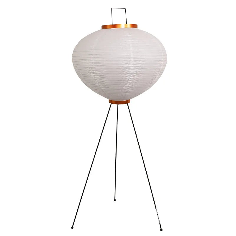 Afralia™ Japanese Rice Paper LED Floor Lamp Retro Standing Light
