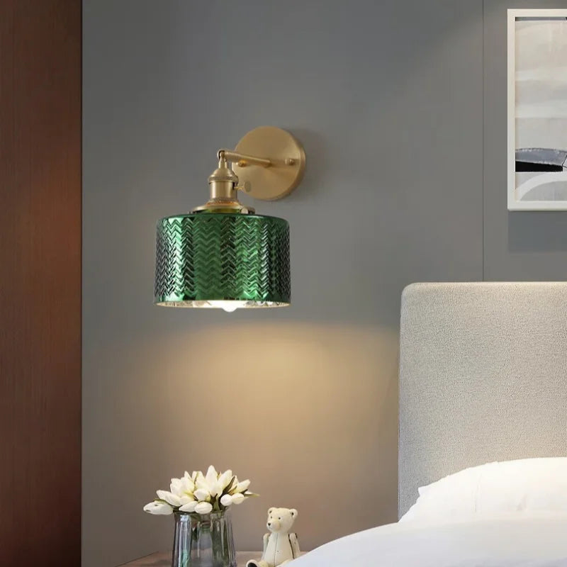 Afralia™ Green Glass LED Wall Lamps - Modern Home Decor Applique Murale