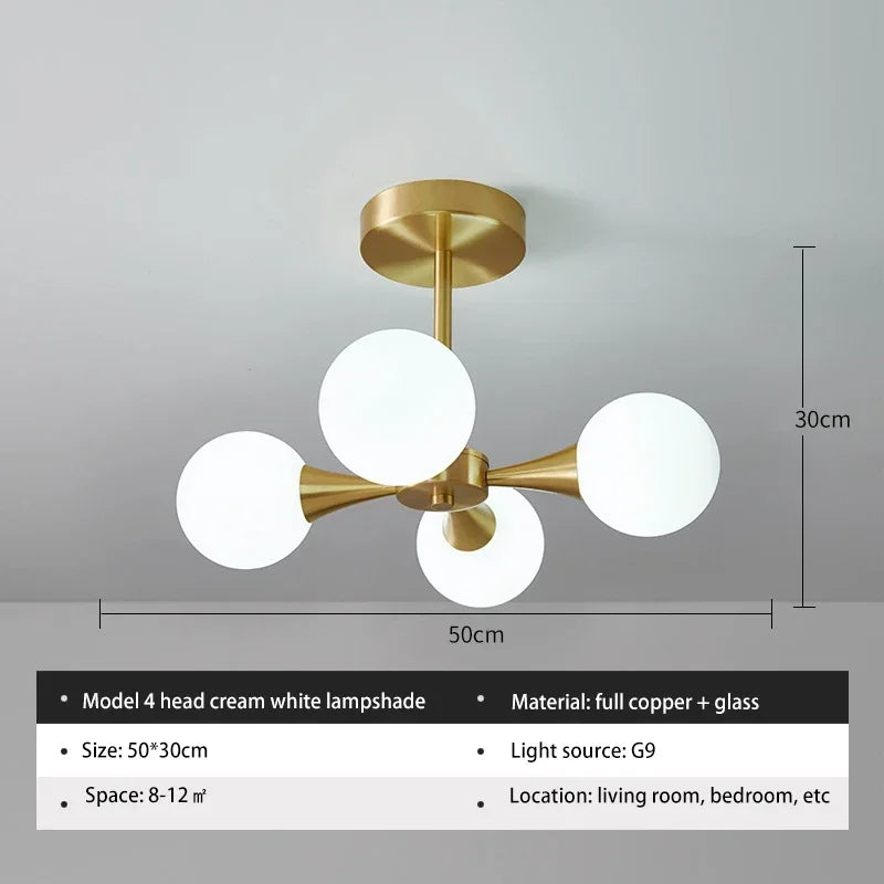 Afralia™ Glass Ball Chandelier Pendant Light Fixture for Living Dining Bedroom