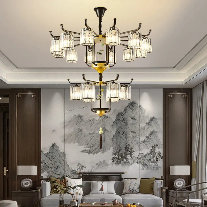 Afralia™ Luxury Crystal Chandelier: Modern Chinese Villa Living Room Lighting