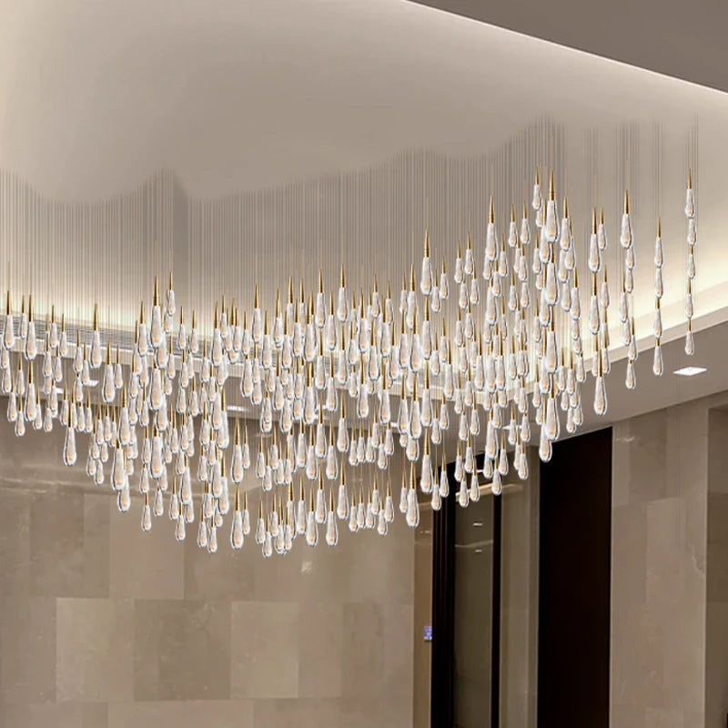Afralia™ Irregular Crystal Chandelier Nordic Pendant Light for Hotel Lobby