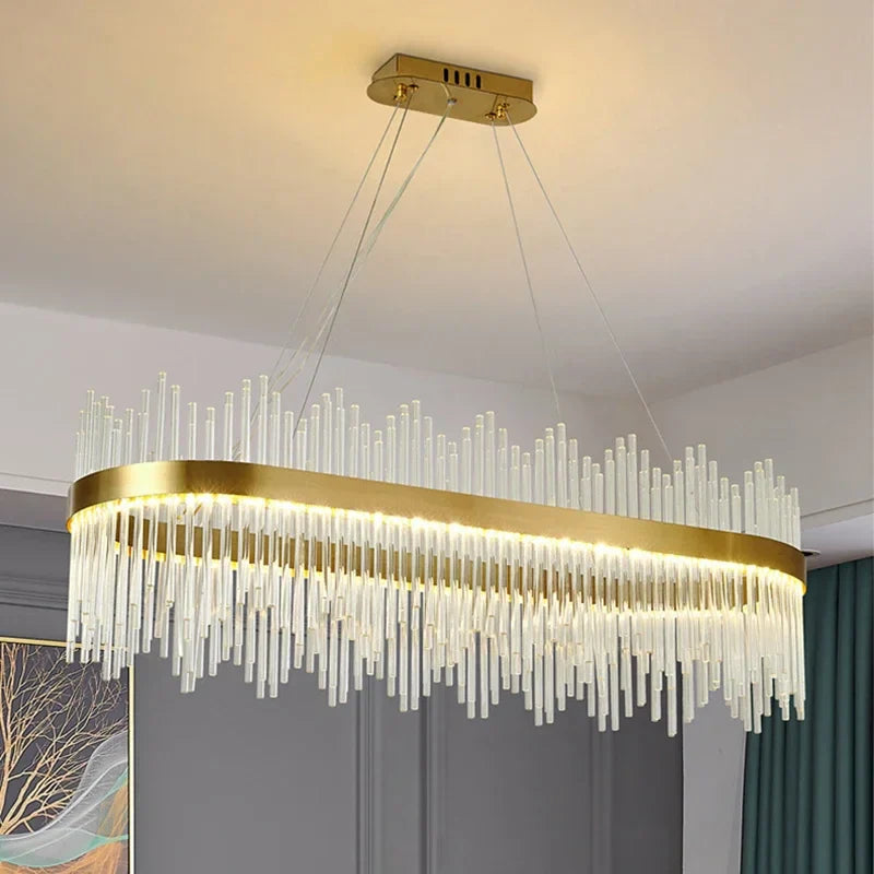Afralia™ Gold LED Circle Crystal Chandelier: Elegant Home Pendant Lighting for Living Room, Bedroom, Kitchen
