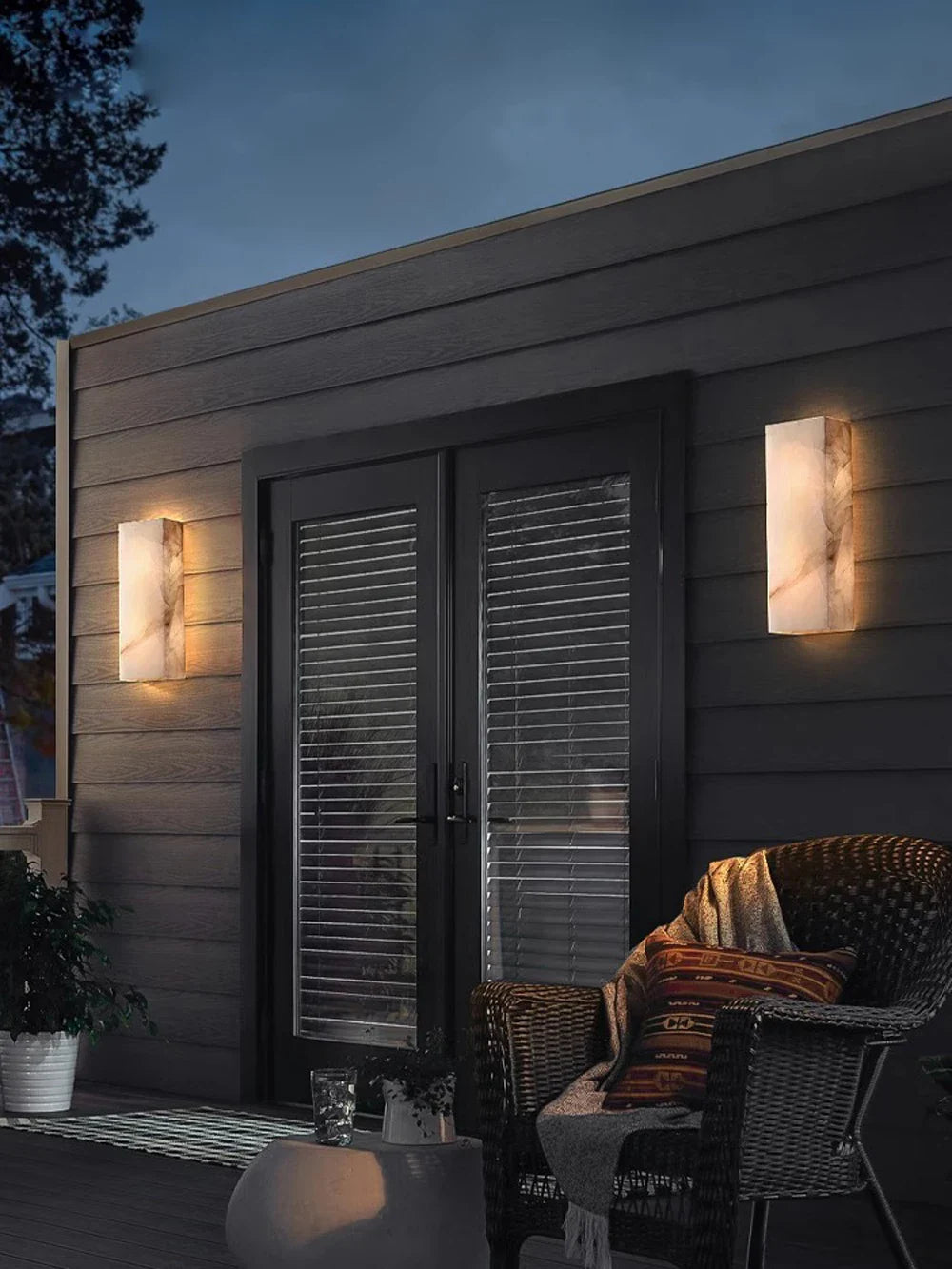 Afralia™ Outdoor Marble LED Wall Sconce for Home Decor - Waterproof, Energy-efficient