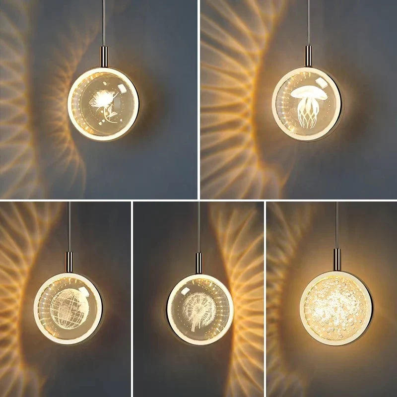 Afralia™ Dandelion Crystal Ball Chandelier LED Hanging Lamp for Bedroom and Restaurant