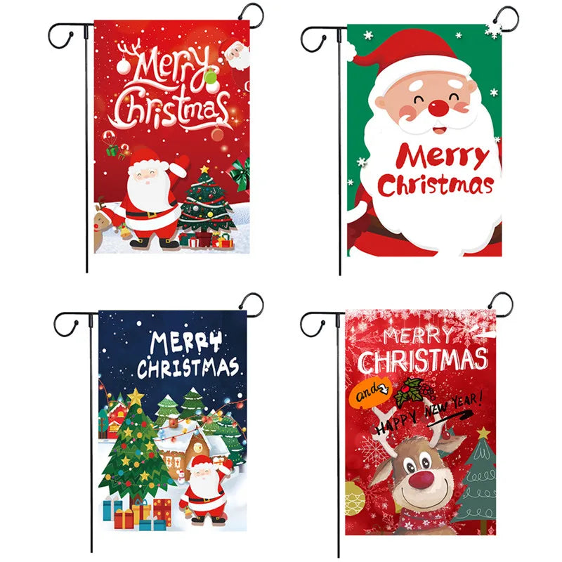 Afralia™ Christmas Deer & Santa Garden Flags - Outdoor Xmas Decorations