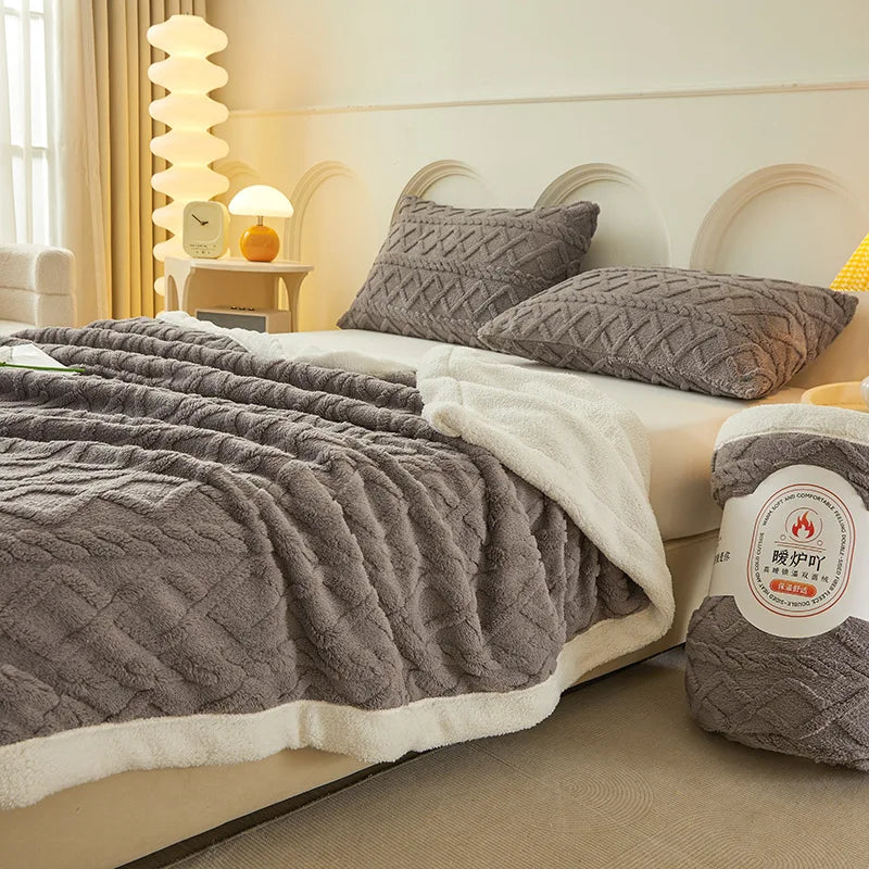 Afralia™ Plush Taffeta Jacquard Blanket | Multi Functional Soft Bedspreads for Bedrooms