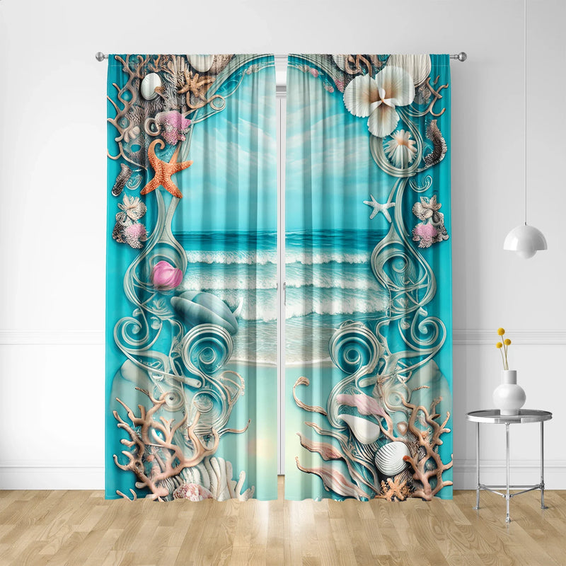 Afralia™ Ocean Sail & Lighthouse Screen Curtain Set for Kitchen & Coffee Shop