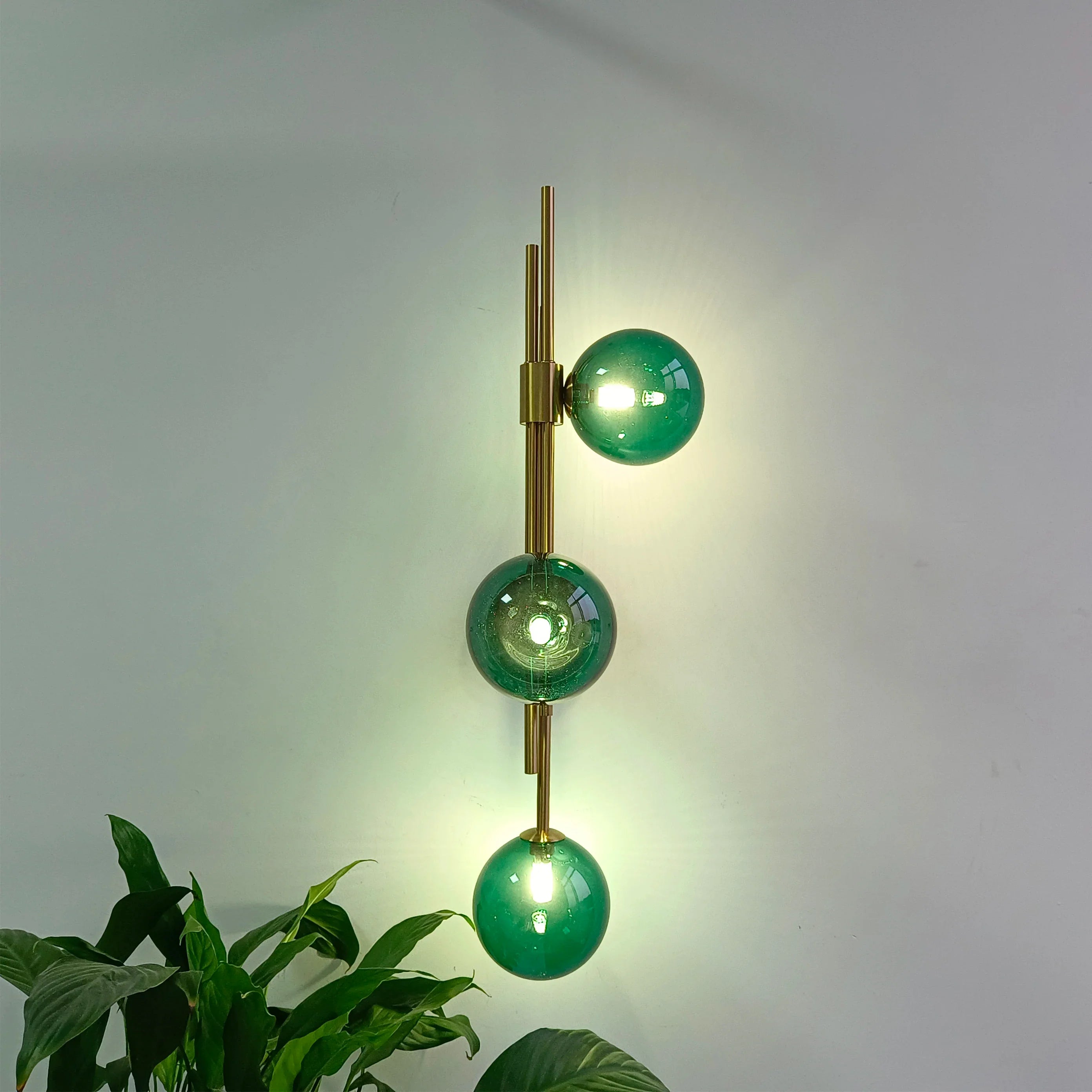 Afralia™ Green White Glass Ball Wall Lamps Nordic Home Decor Bedside Sconce Gold Light Fixtures