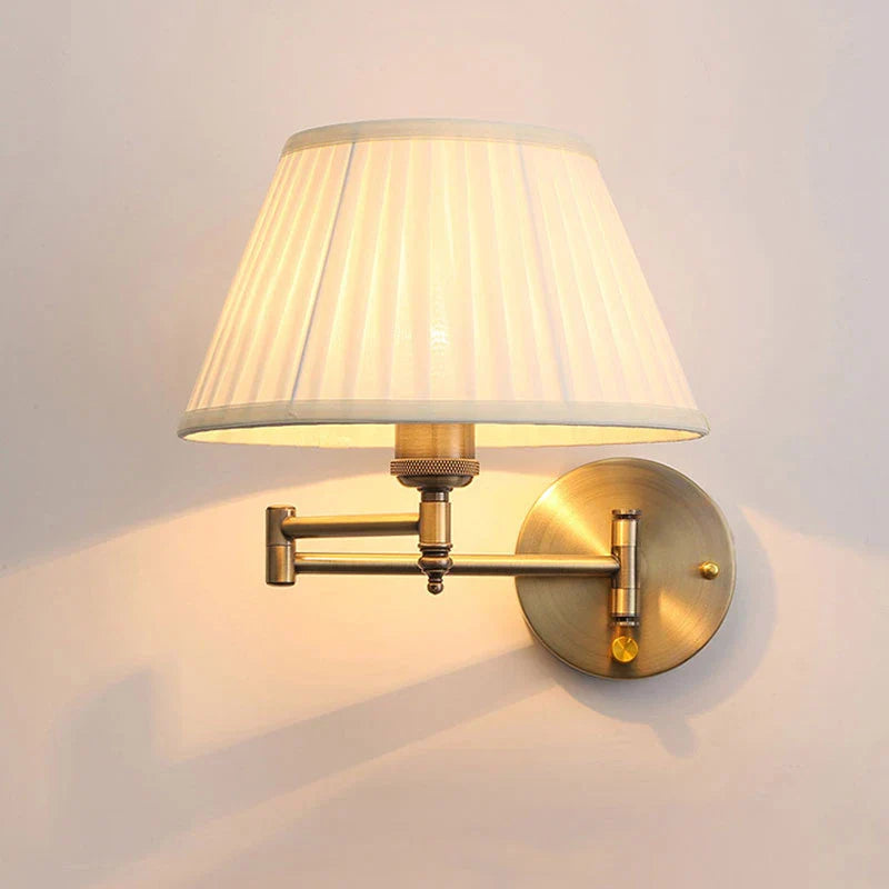 Afralia™ Telescopic Wall Lamp Fabric Iron Folding Arm Design for Bedroom and Study Lighting