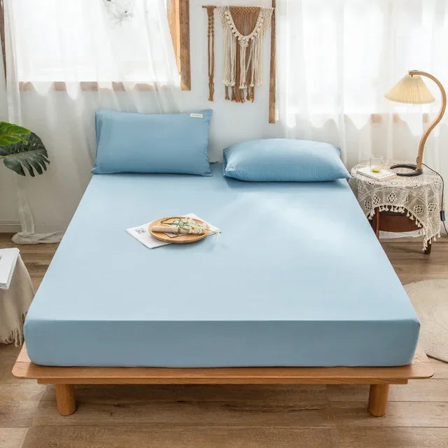 Afralia™ Thicken Sanded Double Bed Fitted Sheet Set with Pillow Covers