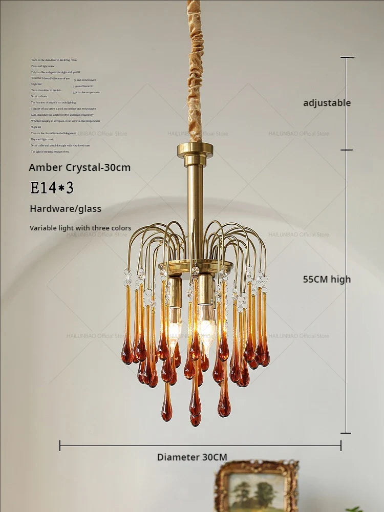 Afralia™ Vintage Crystal Glass Chandelier for Living Room, Dining Room, and Bedroom