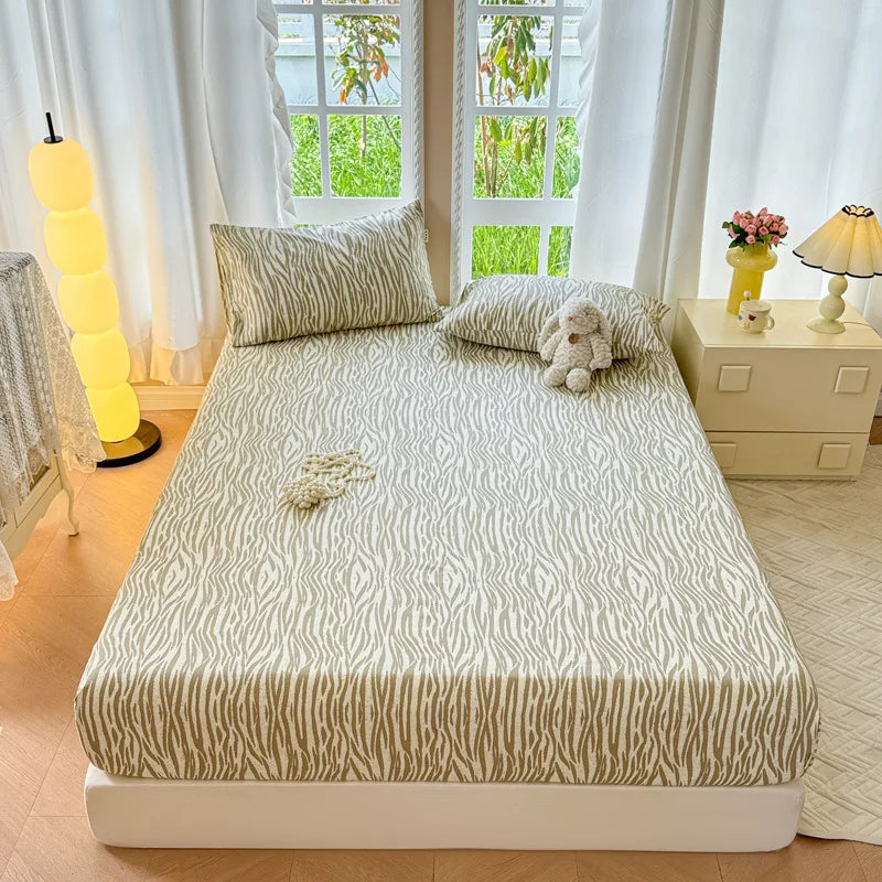 Afralia™ Queen Double Fitted Bed Sheet Coarse Cloth Mattress Cover - High-Quality Print