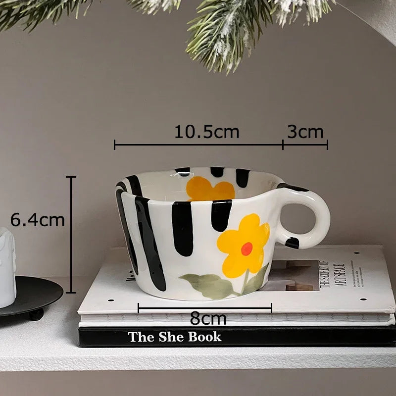 Afralia™ Cartoon Pattern Ceramic Coffee Mug Creative Cup Tea Teacup Juice Container