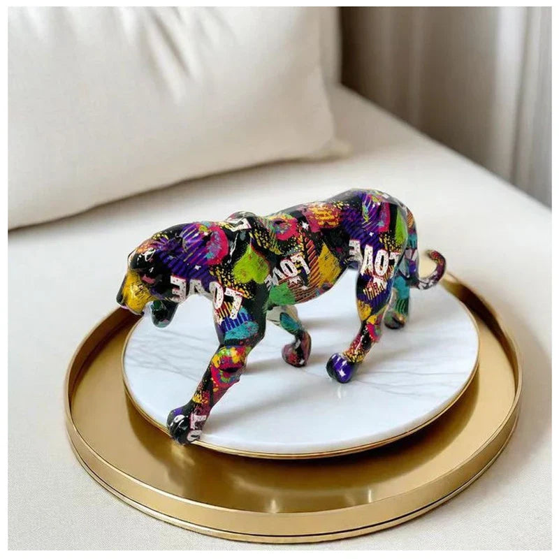 Afralia™ Modern Resin Leopard Figurine for Chic Home Decor & Office Accents
