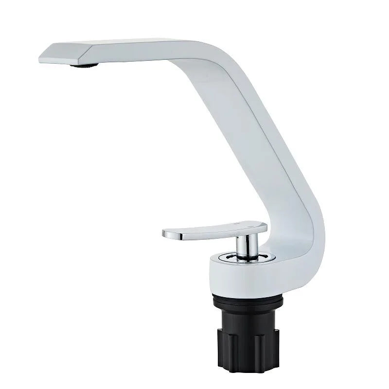Afralia™ White Modern Basin Faucet: Single Handle Waterfall Mixer Tap for Bathroom