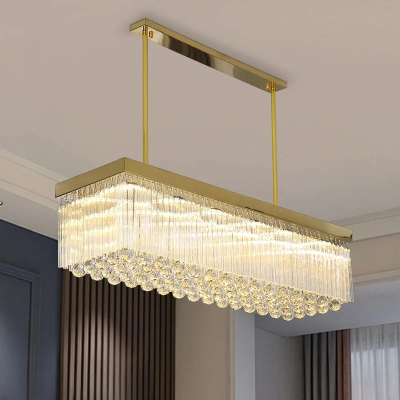Afralia™ Luxe K9 Crystal Dining Room Pendant Light - Elegant & Atmospheric Crystal Ceiling Pendant