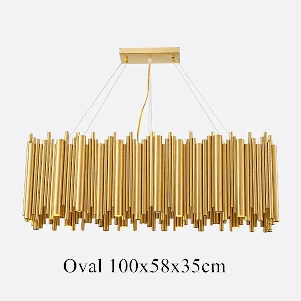 Afralia™ Gold Stainless Steel Chandelier LED Project Lamp
